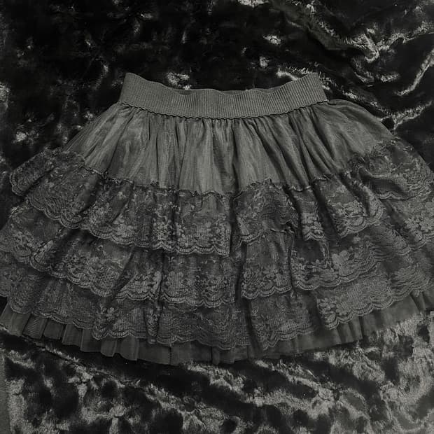 고스펑크 레이스 캉캉 스커트 고스로리 고딕 갸루