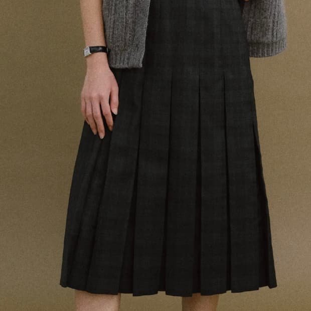 호와스 플리츠스커트 그린블랙 s