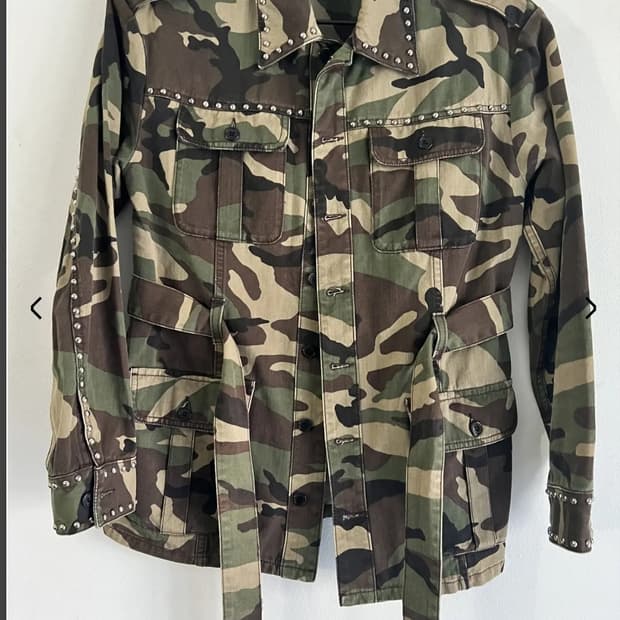 생로랑 15fw 스터드 밀리터리 카모 자켓