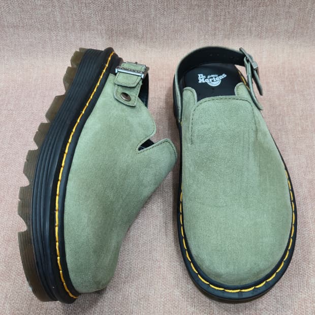 닥터마틴 255mm- 정품제브리너 스웨이드 슬링백 뮬 올리브/세이지 그린