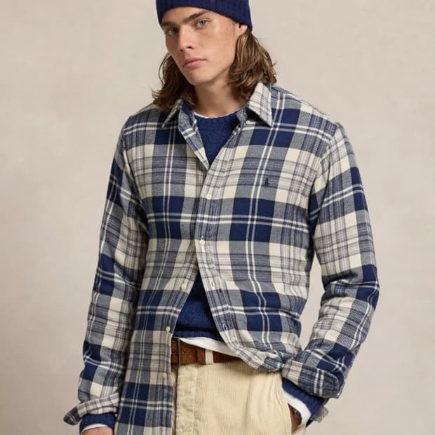 폴로 플래드 브러시 플란넬 셔츠 M 클래식핏