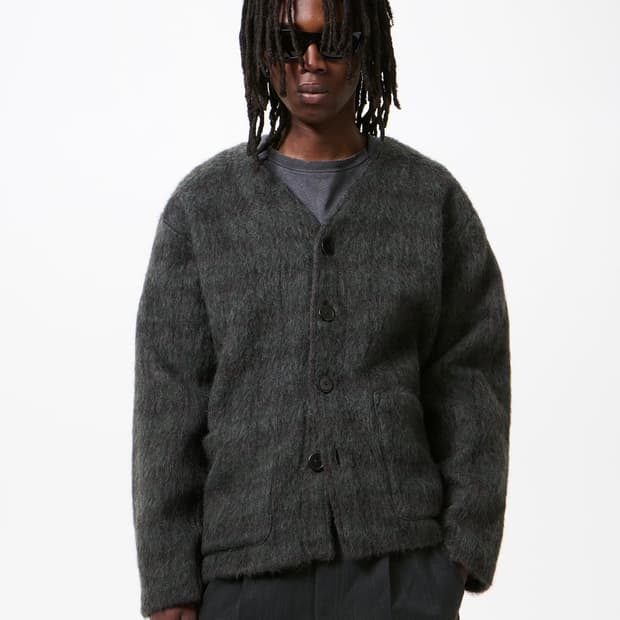 [46,48,50,52]아워레가시 26ss 체크 헤어리 가디건/그레이