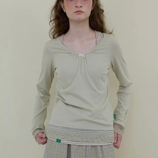 노컨텐츠 레이스 셔링 티 _ 라이트 베이지