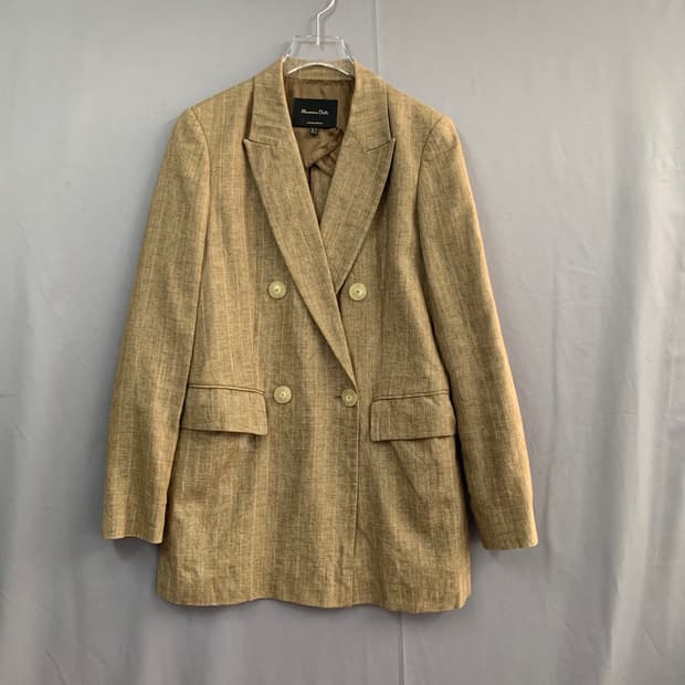 34 마시모두띠 더블 버튼 린넨 스트라이프 블레이저 자켓