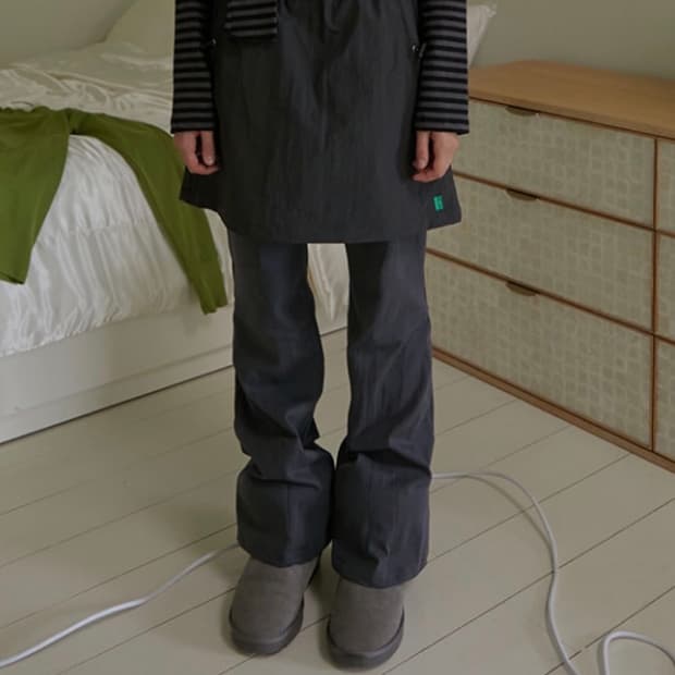 노컨텐츠 셔링 스커트 + 팬츠 세트 _ 차콜