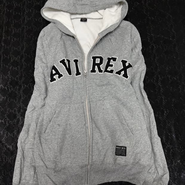 “Avirex”Y2K Mood grey Hoodie Zip Up
