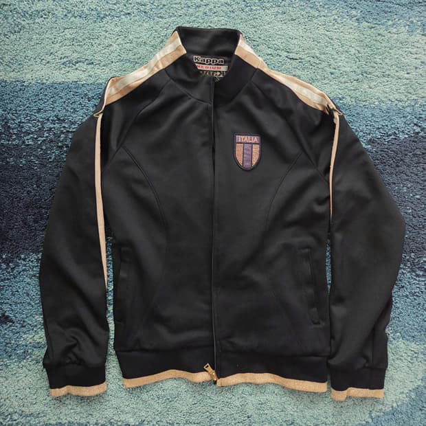 Kappa 블랙 골드 ITALIA 트랙탑 져지 표기M