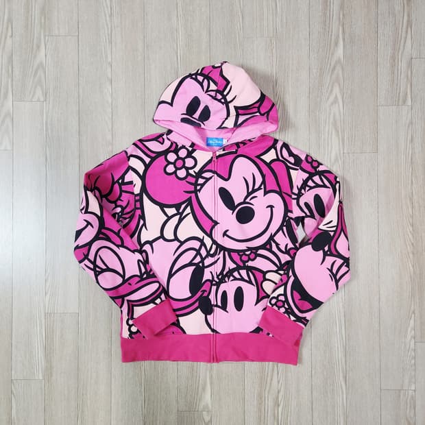 디즈니 미키마우스 핑크 후드 짚업 재킷