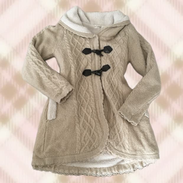 엑시즈팜 니트 후드 떡볶이 코트 가디건 라떼 히메 러블리 로걀 모리