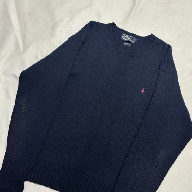 95 폴로랄프로렌 버건디 포니 울 네이비 니트