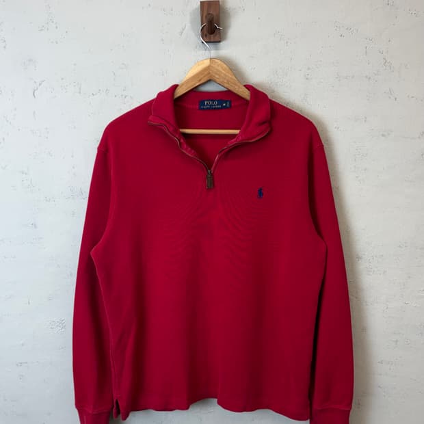 폴로랄프로렌 빈티지 코튼 니트 반집업