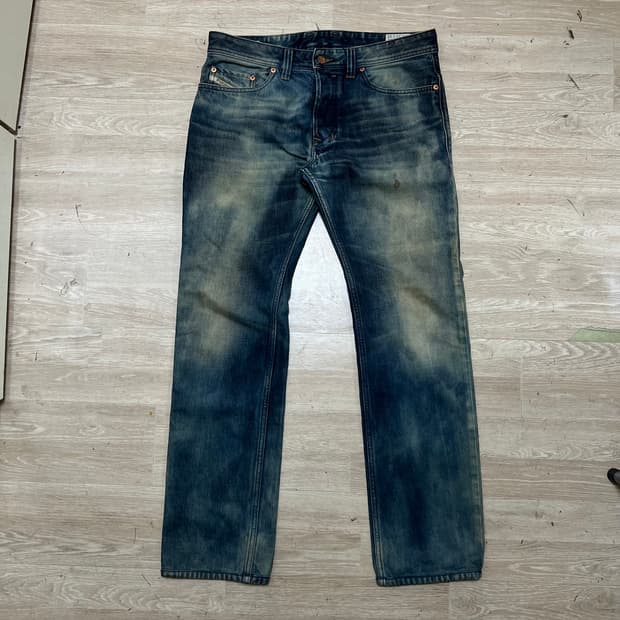 디젤 맨 사파도 빈티지 워싱 레귤러 데님팬츠 청바지[중청] 32