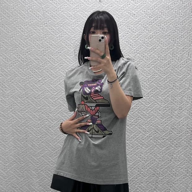나이키 빈티지 스트릿 키치 카툰 캐릭터 프린팅 반팔티 S C13775