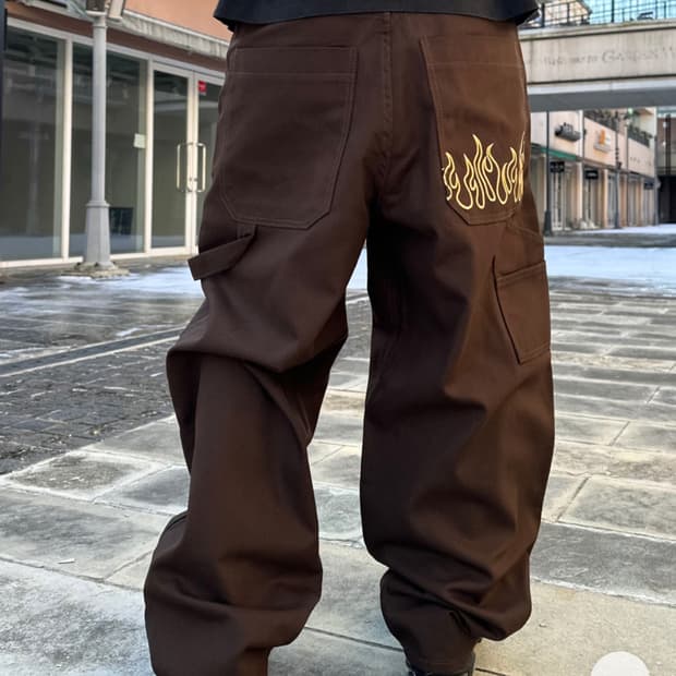 불꽃 더블니 캔버스 벌룬 팬츠