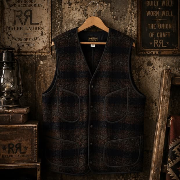 RRL 플래드 울 코튼 베스트