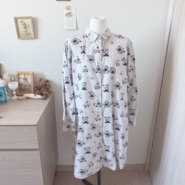 귀여운 일러스트 셔츠 원피스