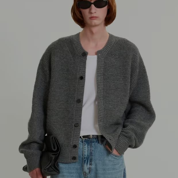 tngt 라운드넥 가디건 그레이 100사이즈