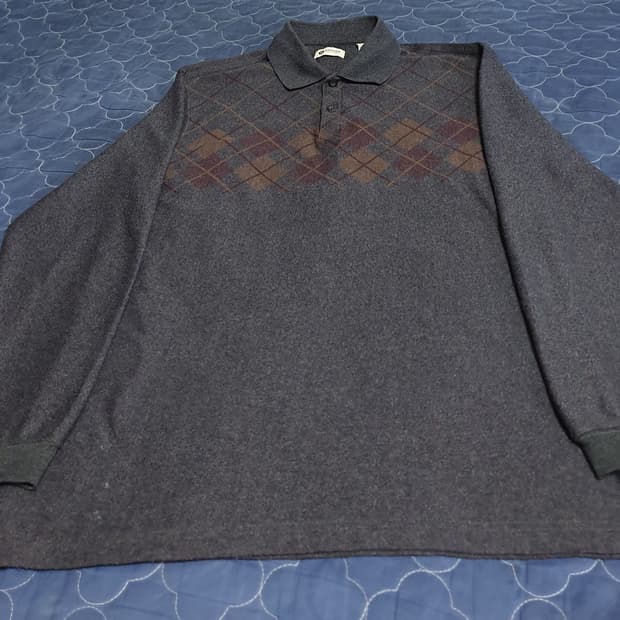 HAGGAR 코튼 긴팔 카라티 그레이 (S)