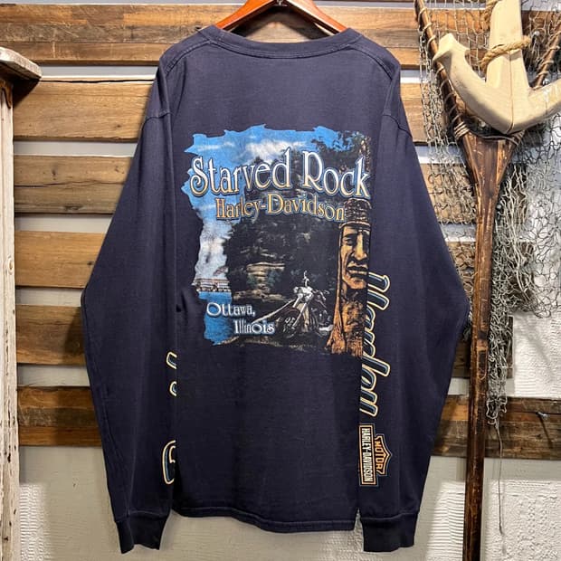 [M]할리 데이비슨 오타와 Starved Rock 롱슬리브 티셔츠