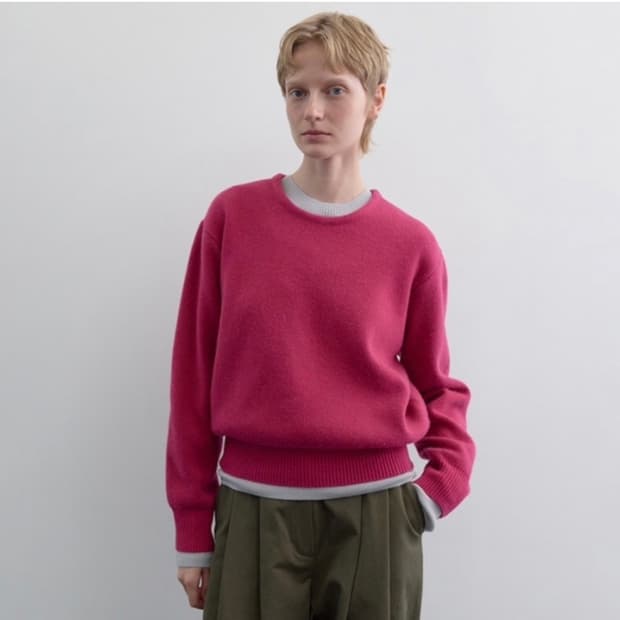 문달 베이직 라운드니트 마젠타 M