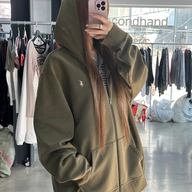 폴로랄프로렌 포니 후드집업 카키