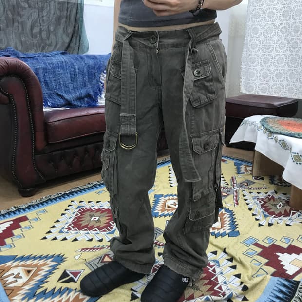 빈티지 여성 벨티드 포켓 카고팬츠 (Z1020)