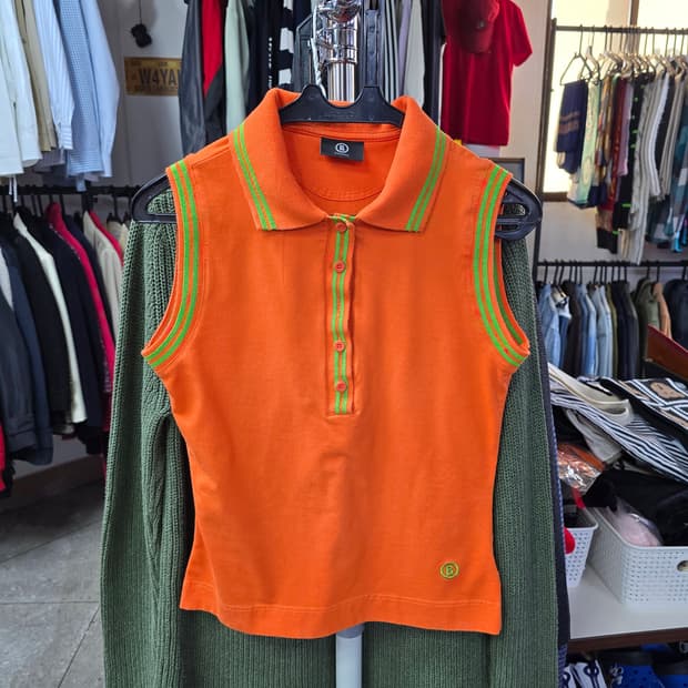 보그너 주황색 민소매 폴로티 (1392)