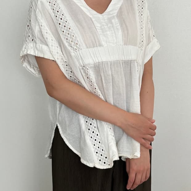 Cotton Eyelet Dolman Blouse