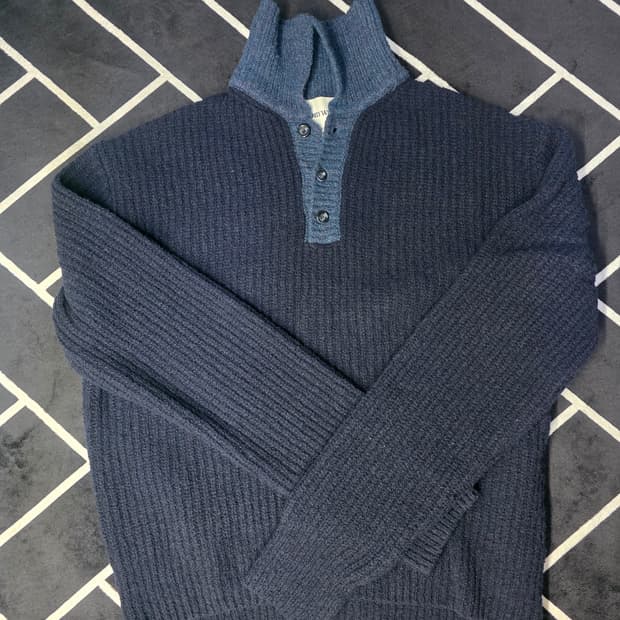 토니웩 베이비 알파카 카라 니트 L 네이비