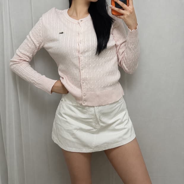 라코스테 여성 케이블 니트가디건