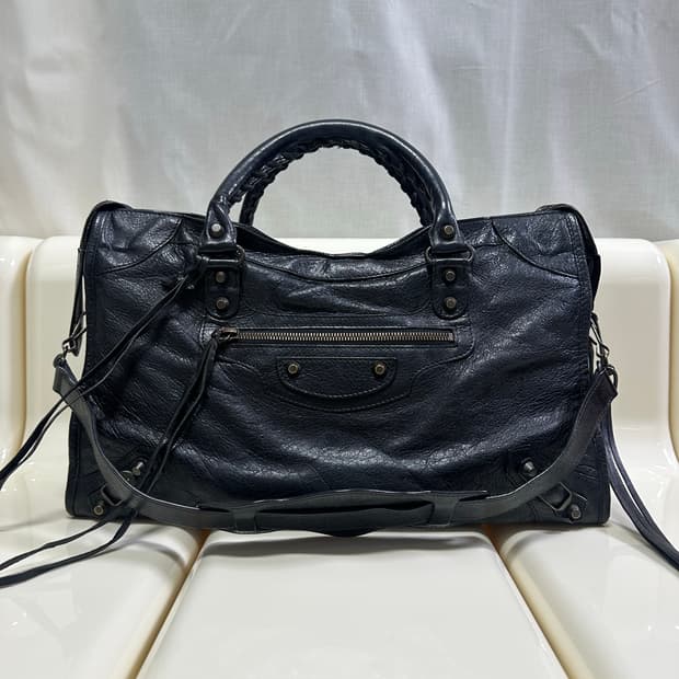 [A 정품] 발렌시아가 시티 모터백 미디움 블랙