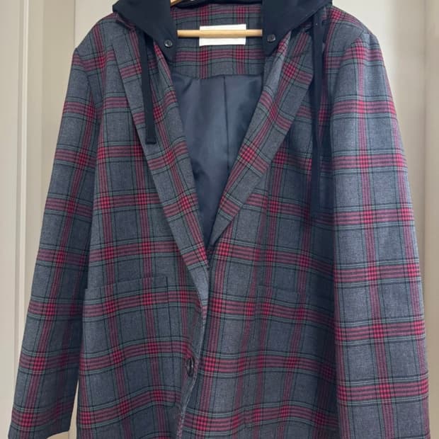 앳코너 체크 후드 자켓