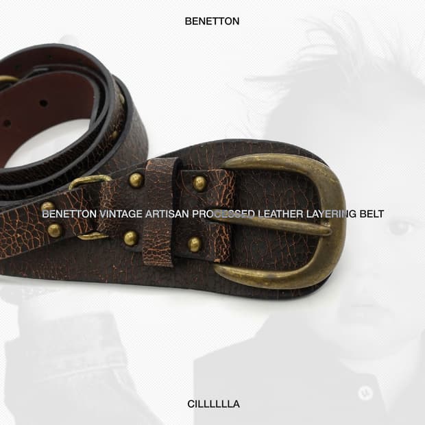 BENETTON 빈티지 베네통 아티잔 가공 레더 레이어링 벨트