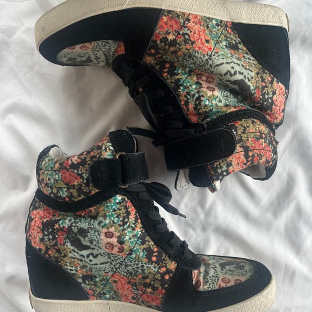 히스테릭 글래머 플라워 레오파드 하이탑 플랫폼 스니커즈 운동화 신발