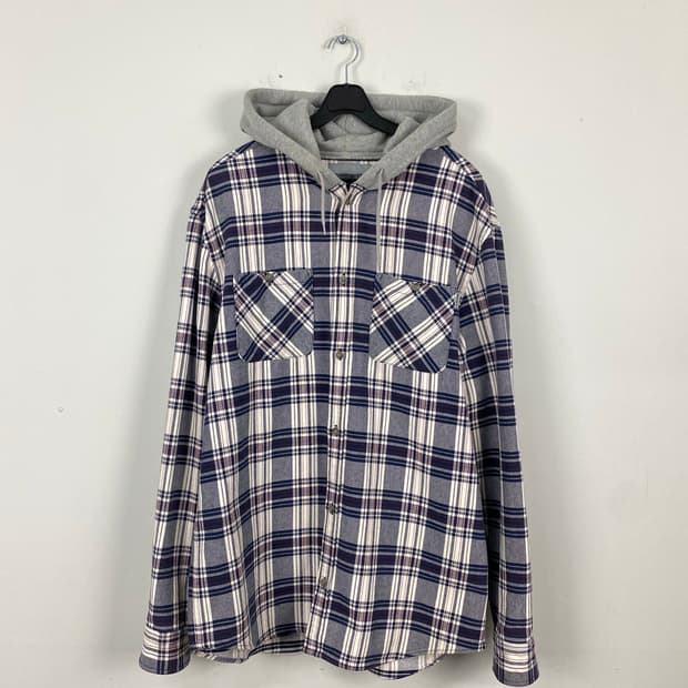 칼하트 WIP 오티스 체크 후드 셔츠 L