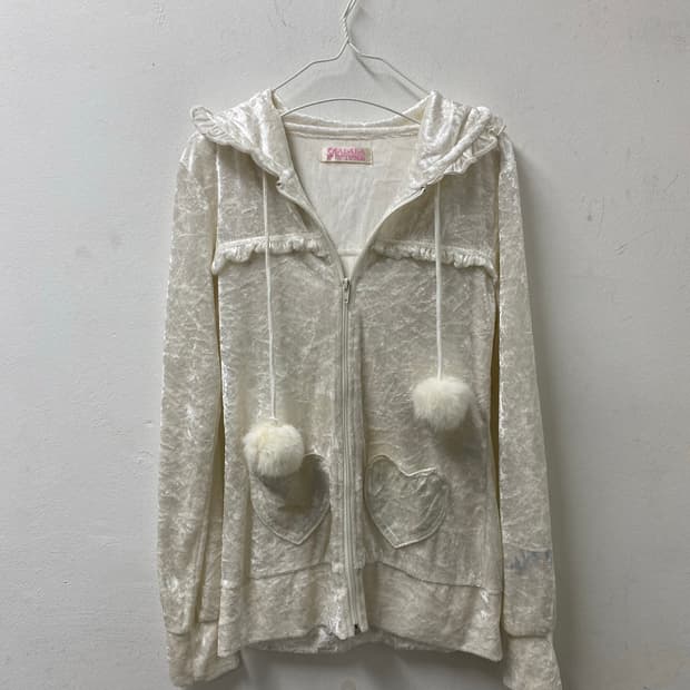 [Tralala] Gal Mood Velvet Hoodie Zip Up