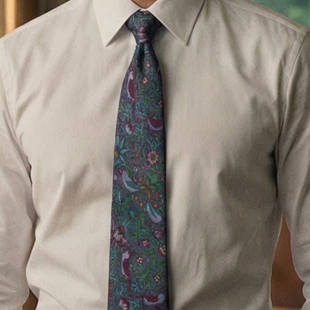 리버티 실크 그린 패턴 넥타이 9.2cm A+등급 K1716
