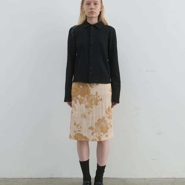 낫띵에브리띵 SILKY FLORAL MIDI SKIRT IN SEPIA