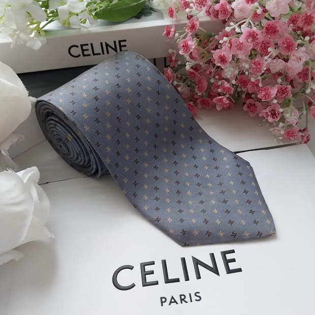 셀린느 실크 트리오페 자수 넥타이 9.1cm A~B등급 K2087
