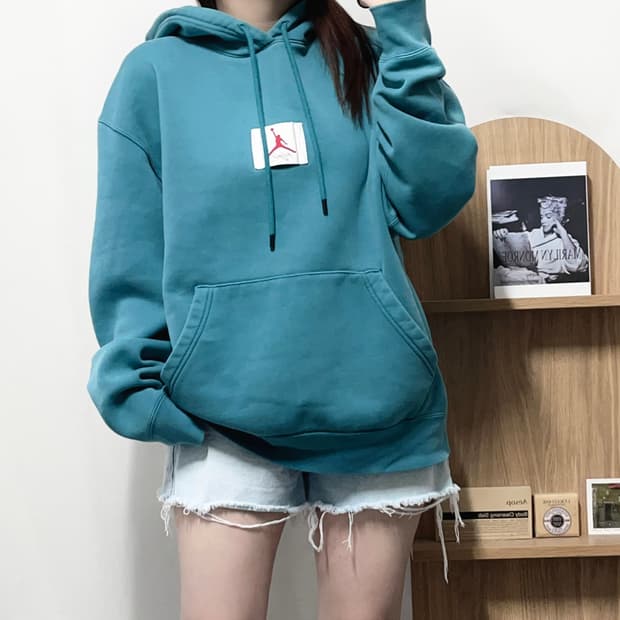 [정품] 조던 청록 중앙로고 기모 후드티 [ XL ]