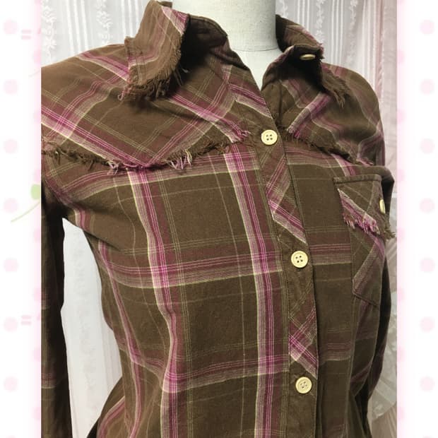 스카이봄버 딸기초코 그런지 체크 셔츠