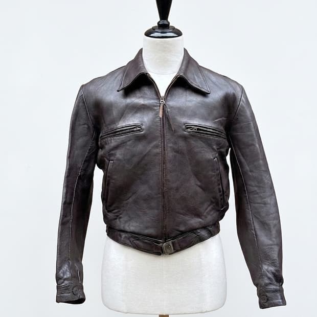 1940s French Cyclist Leather Jacket