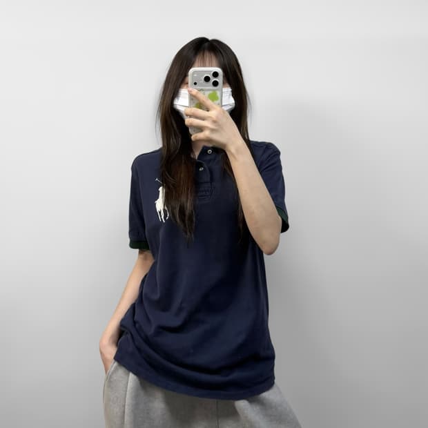폴로 랄프로렌 포니 로고 카라티 네이비