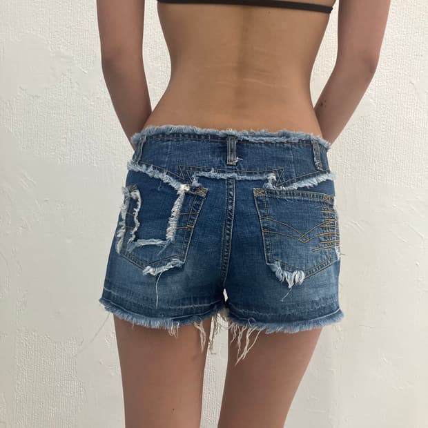 데미지 스티치 데님 팬츠