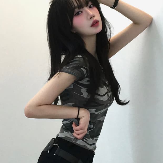 칙스 스타 카모 슬림핏티 멜란지