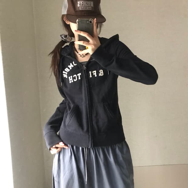 아베크롬비 네이비 슬림핏 후드집업