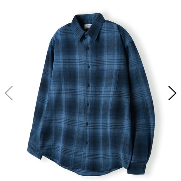 후브스 Fuzzy Ombre Check Shirts [Blue] L사이즈
