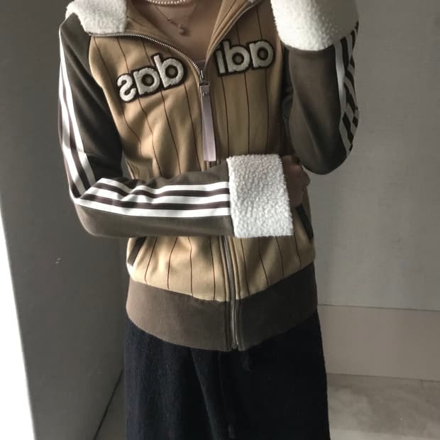 아디다스 00s 브라운 퍼후드집업