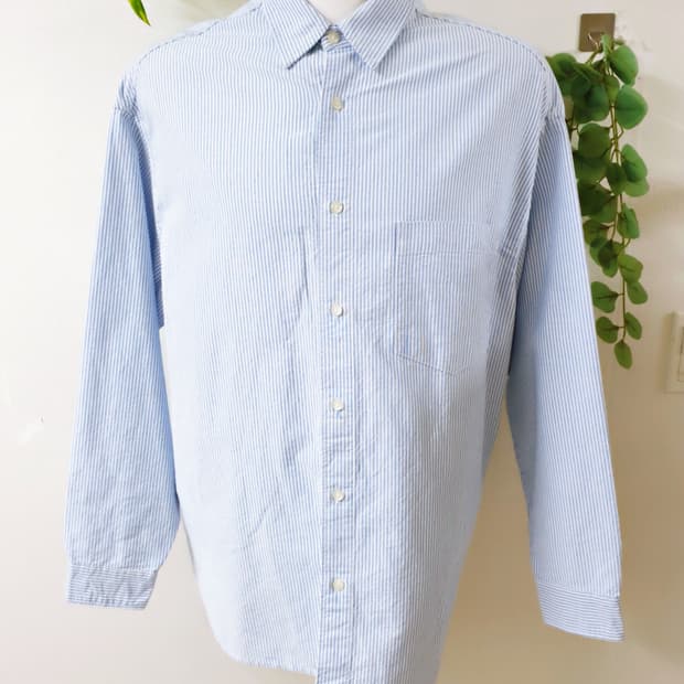 자라 남성 스트라이프 코튼셔츠 105 블루 XL