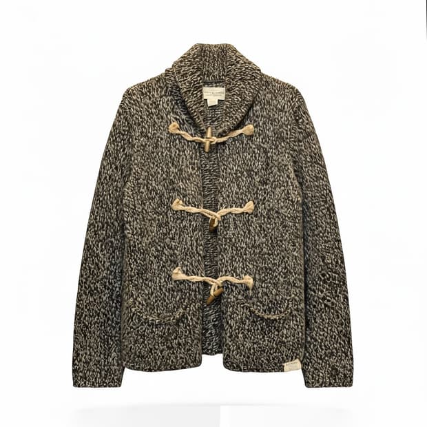 데님 앤 서플라이 토글 울 니트 가디건 마린로프 디테일 멜란지 브라운